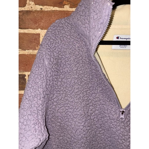 Champion Womens Purple Sherpa Fleece 1/4 Zip Pullover Large Warm Fuzzy Winter - Picture 6 of 9